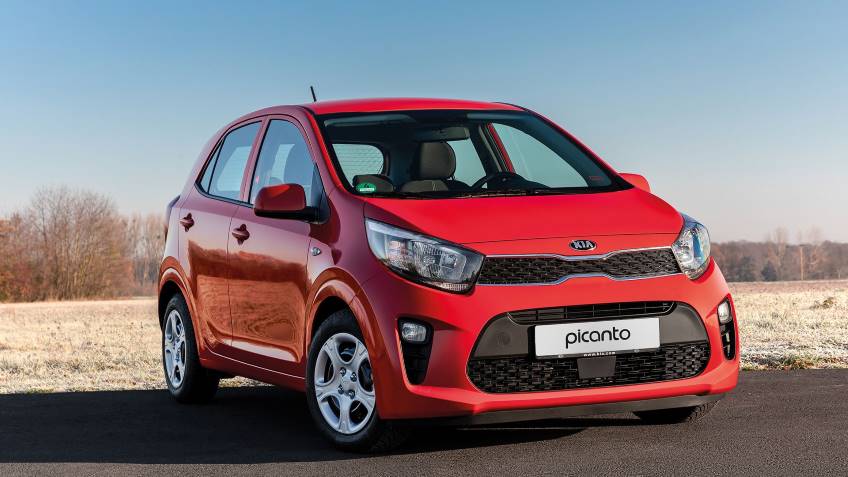 Red 4 door Kia Picanto car